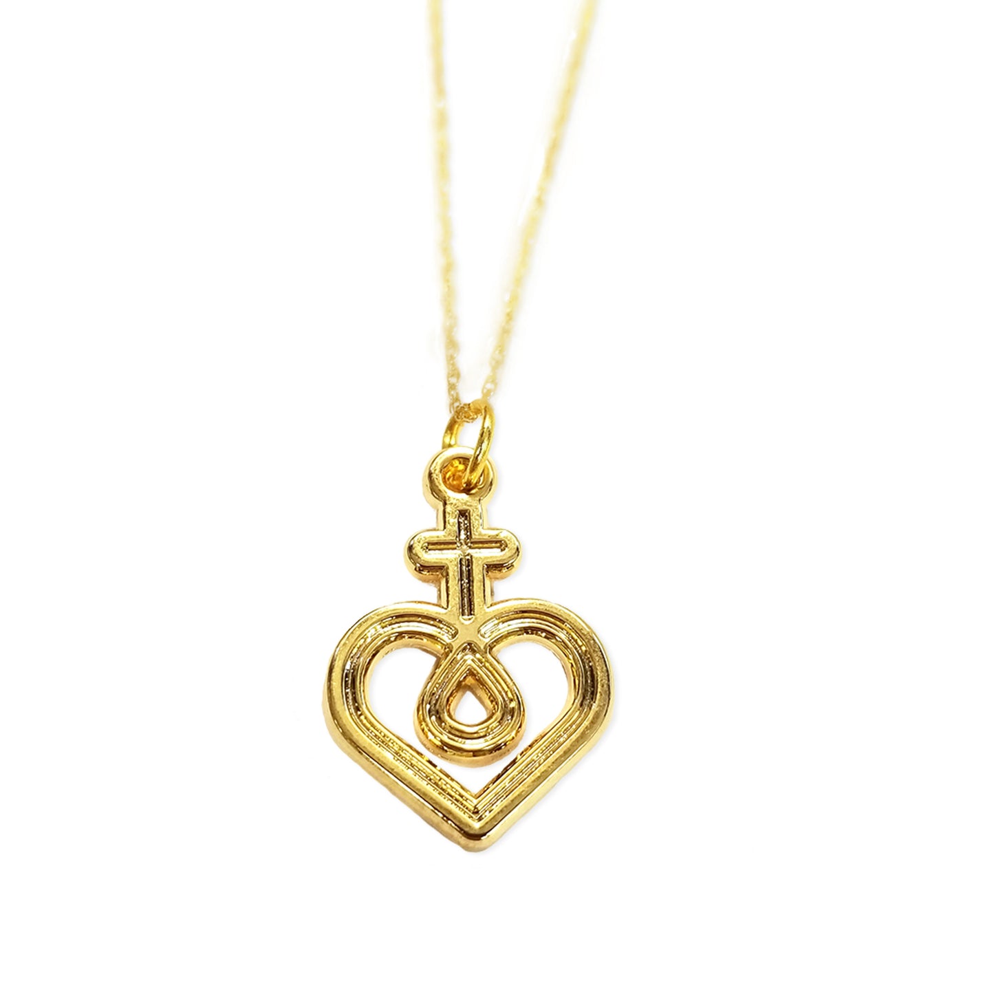Necklace — Gold Toned Logo Pendant