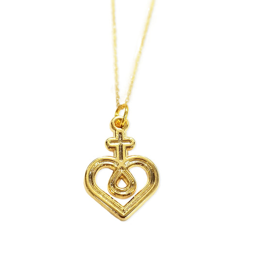 Necklace — Gold Toned Logo Pendant